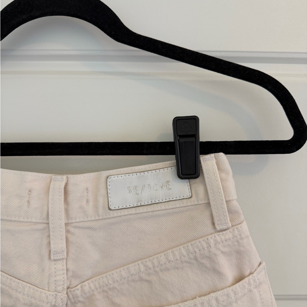 RE/DONE High Rise White Denim Mini Shorts - Picture 3 of 4